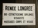 Prachtige emailleplaat - Renee Longree Bio Estheticienne, Ophalen of Verzenden