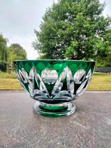 Brocante grote coupe schaal kristal VSL Val Saint Lambert beschikbaar voor biedingen