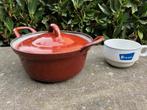 KLEINE VINTAGE BRUINE EMAIL KOOKPOT DIAM : 17 CM. H : 10 CM, Ophalen of Verzenden