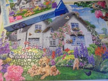 Puzzel Ravensburger 1000 stukjes "Delphinium cottage" beschikbaar voor biedingen