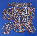 THEO WOLVECAMP / COBRA ABSTRACTIE / KLEURZEEFDRUK / 81x81cm, Antiek en Kunst, Ophalen