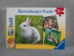 Ravensburger puzzel 3x49 schattige konijntjes, Ophalen of Verzenden, 10 tot 50 stukjes, Zo goed als nieuw, 4 tot 6 jaar