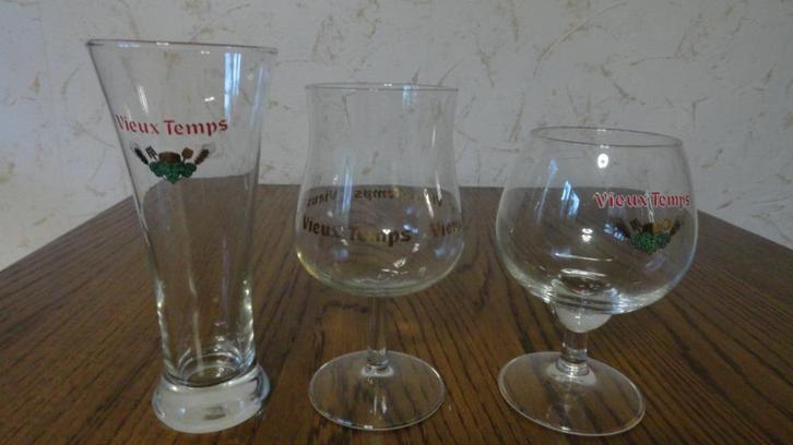 Glazen Vieux Temps, Verzamelen, Glas en Drinkglazen, Zo goed als nieuw, Bierglas, Ophalen of Verzenden