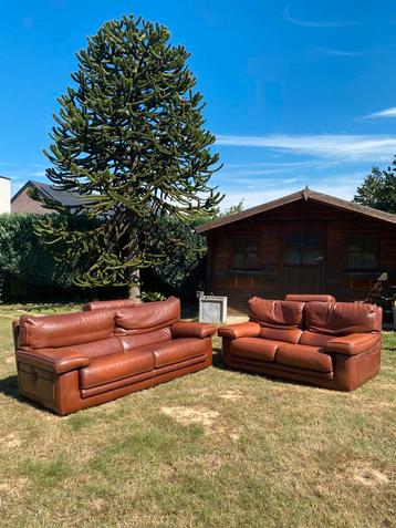 Ensemble de deux fauteuils en cuir brun 5 places beschikbaar voor biedingen