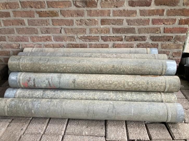 kachelbuizen, schouwbuizen (verzinkt) + toebehoren, Doe-het-zelf en Bouw, Buizen en Afvoer, Gebruikt, Bochten, Zink, Minder dan 2 meter