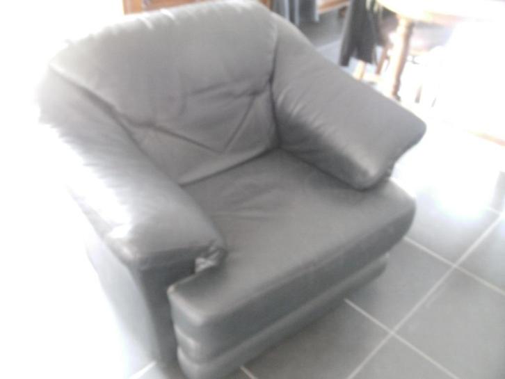 leren 1 of 3 persoons zetel, Huis en Inrichting, Zetels | Zetels, Gebruikt, Rechte bank, Eenpersoons, Minder dan 150 cm, 75 tot 100 cm