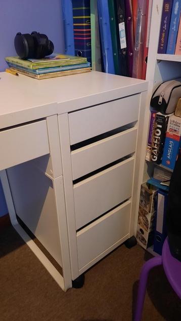 2 bureaux blancs et caisson à tiroir, Enlèvement, Comme neuf, Bureau