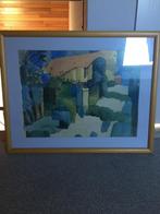 Waterverf schilderij ingekaderd achter glas 87/70 cm, Antiek en Kunst, Kunst | Schilderijen | Modern, Ophalen