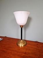 Art Deco lamp in messing en witte opaline, 1920-30, Antiek en Kunst, Ophalen of Verzenden