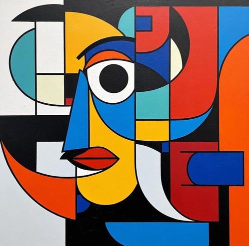 Peinture sur toile - autoportrait - 60 x 50 cm, Antiek en Kunst, Kunst | Schilderijen | Modern, Ophalen of Verzenden