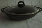 Sitram - grote wokpan met 2 oren + glazen deksel, Huis en Inrichting, Keuken | Potten en Pannen, Ophalen of Verzenden, Gebruikt