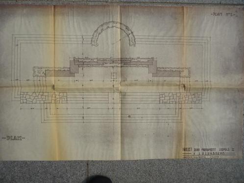 origineel plan KONGO monument Leopold II Luluabourg Kananga, Antiek en Kunst, Antiek | Boeken en Manuscripten, Ophalen of Verzenden