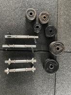4 verstelbare dumbbells met halterschijven, Sport en Fitness, Fitnessmaterialen, Ophalen, Gebruikt, Halterschijven