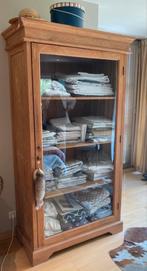 Teak houten linnenkast, Ophalen, Zo goed als nieuw, Glas