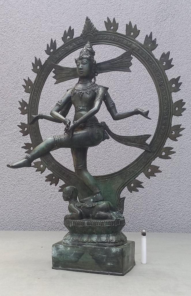 Antieke grote bronzen Shiva, Hindoeïstische Godheid. 58cm, Huis en Inrichting, Woonaccessoires | Boeddhabeelden, Gebruikt, Ophalen of Verzenden
