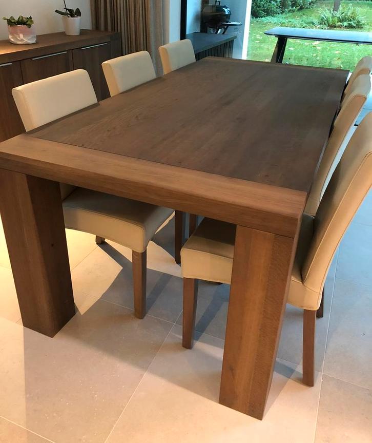 Massief Frans eiken tafel 210x90, Huis en Inrichting, Complete eetkamers, Gebruikt, 4 tot 6 stoelen, Ophalen