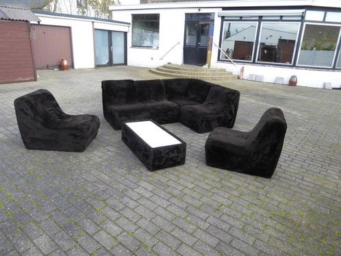 RETRO PLUCHE TEDDY ZITHOEK SALON VINTAGE 1970s, Huis en Inrichting, Zetels | Complete zithoeken, Gebruikt, Stof, Ophalen