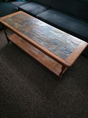 Belle table solide double niveau surface motif vraie pierre, Enlèvement ou Envoi, Comme neuf