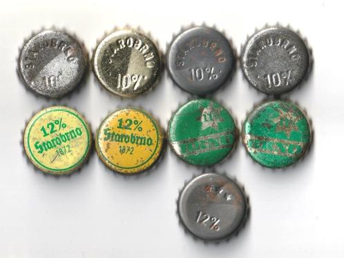 9 anciennes capsules bière liège Tchécoslovaquie '60-'80, Collections, Marques de bière, Utilisé, Autres types, Autres marques