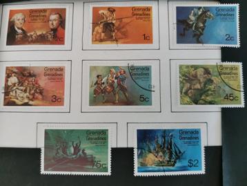 Grenadines (GRE) 1975 - Révolution américaine, voilier, Enlèvement ou Envoi, Affranchi, Amérique du Nord