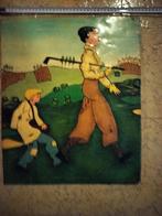 Metalen schilderij golfer, Huis en Inrichting, Woonaccessoires | Schilderijen, Tekeningen en Foto's, Ophalen, Gebruikt, Schilderij