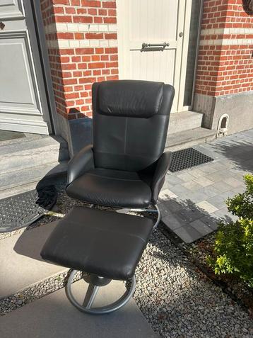 Eenzit relax fauteuil leder zwart, Enlèvement, Comme neuf