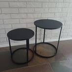 2 zwarte bijzet of salontafeltjes, Huis en Inrichting, Tafels | Bijzettafels, Ophalen