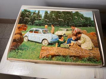 Vintage houten puzzel FIAT 500 jigsaw puzzle 1957-1960 beschikbaar voor biedingen