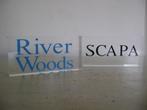 2 plexiglas reclame bordjes River woods en Scapa, Collections, Enlèvement ou Envoi