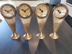 4 decoratieve koperkleurige metalen klokjes H30cm, Utilisé, Enlèvement ou Envoi, Horloge sur pied