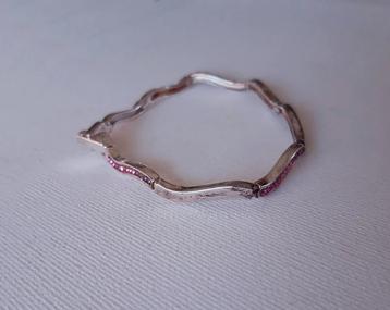 .925 Sterlingzilver armband 56 rond geslepen roze kristallen beschikbaar voor biedingen