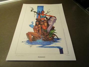 Stripfiguur Lara Croft prent - gesigneerd - genummerd beschikbaar voor biedingen