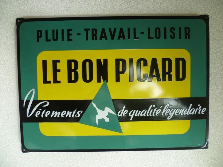 EMAILLE RECLAME BORD"LE BON PICARD "EAS UIT JAREN 50, Verzamelen, Merken en Reclamevoorwerpen, Zo goed als nieuw, Reclamebord