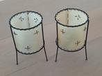 2 elegante kaarsenhoudertjes metaal + perkament, Moins de 25 cm, Enlèvement ou Envoi, Comme neuf, Métal