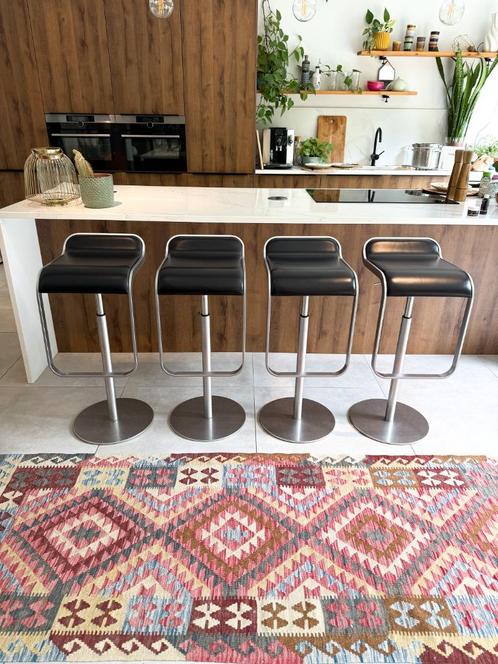 4 Tabourets Réglables La Palma Lem - Fenix Noir, Huis en Inrichting, Barkrukken, Gebruikt, 60 tot 90 cm, Leer, Metaal, 4 krukken