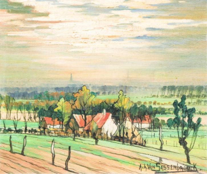 Achiel Van Sassenbrouck (1886-1979): Poelberg, Tielt (61x54), Antiek en Kunst, Kunst | Schilderijen | Klassiek, Ophalen of Verzenden