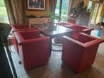5 mooie elegante rode lederen fauteuls, Ophalen
