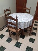 Ronde tafel met 4 stoelen, Huis en Inrichting, Tafels | Eettafels, Ophalen, 100 tot 150 cm, Eikenhout, Zo goed als nieuw