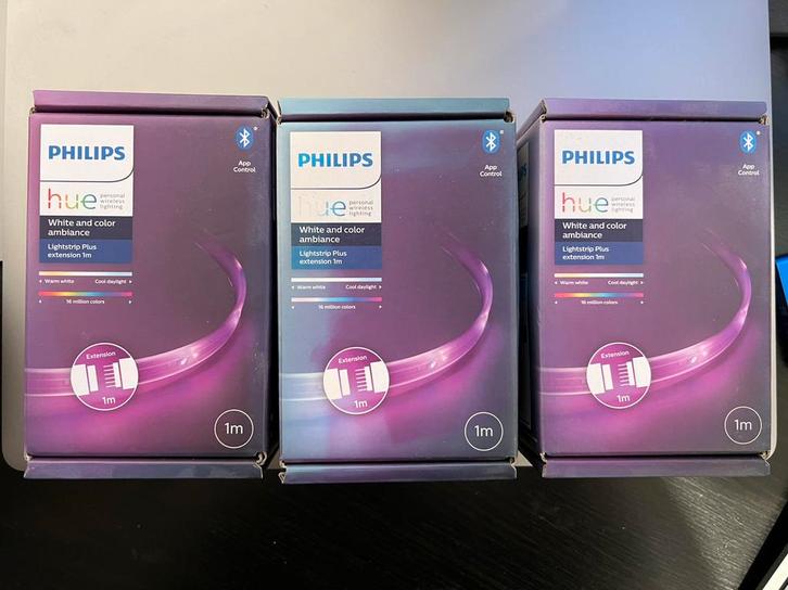 3x Philips Hue Lightstrip Plus extension 1m, Huis en Inrichting, Lampen | Losse lampen, Nieuw, Led-lamp, Ophalen