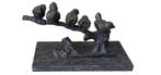 5 vogels op een tak sculptuur., Antiquités & Art, Art | Sculptures & Bois, Enlèvement