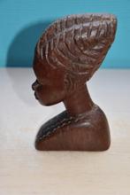 Statuette africaine buste en bois, Antiquités & Art, Enlèvement ou Envoi