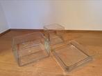 3 vierkante glazen schalen - vazen voor deco of bloemen, Maison & Meubles, Accessoires pour la Maison | Vases, Enlèvement, Comme neuf