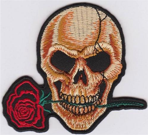 Skull Roos stoffen opstrijk patch embleem #4, Motoren, Accessoires | Overige, Nieuw, Verzenden