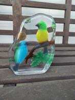 Crystal d'arques standbeeld kleur vogels op tak france frank, Antiek en Kunst, Ophalen