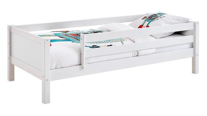 Éénpersoonsbed ‘Jip’ met uitvalbeveiliging en lattoflex, Kinderen en Baby's, Kinderkamer | Stapelbedden en Hoogslapers, Gebruikt