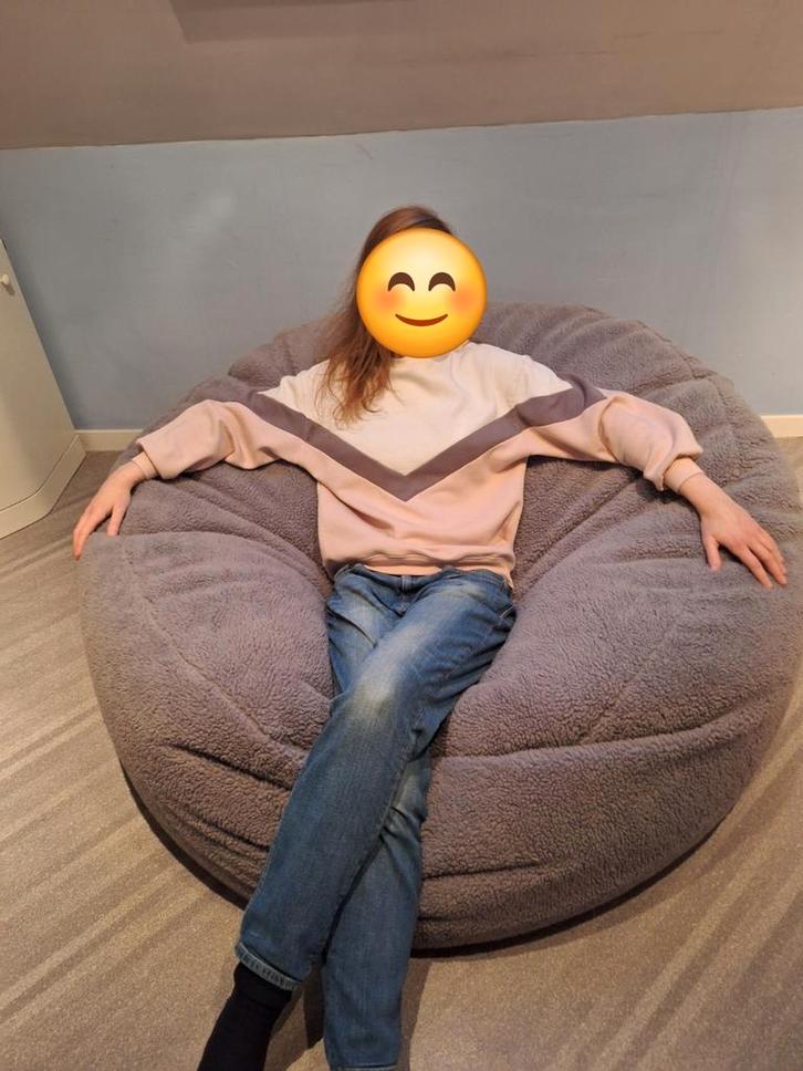 XL zitzak van Loungepug, teddy uitvoering, Huis en Inrichting, Zitzakken, Zo goed als nieuw, Zitzak, Ophalen