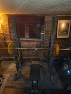 Squatrack en bench + olympische bar + Gewichten, Centrale électrique, Enlèvement, Utilisé, Métal