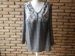 (157)- blouse femme t.XXL noire blanc, Ophalen of Verzenden, Zo goed als nieuw, Maat 42/44 (L), Zwart