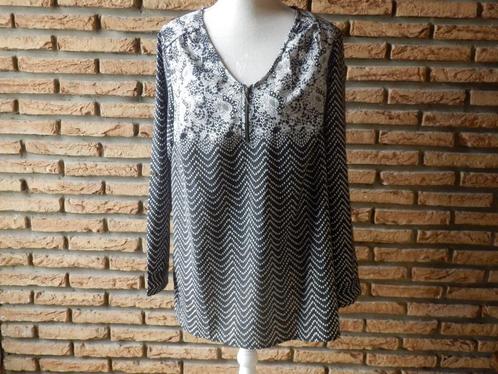 (157)- blouse femme t.XXL noire blanc, Kleding | Dames, Blouses en Tunieken, Zo goed als nieuw, Maat 42/44 (L), Zwart, Ophalen of Verzenden