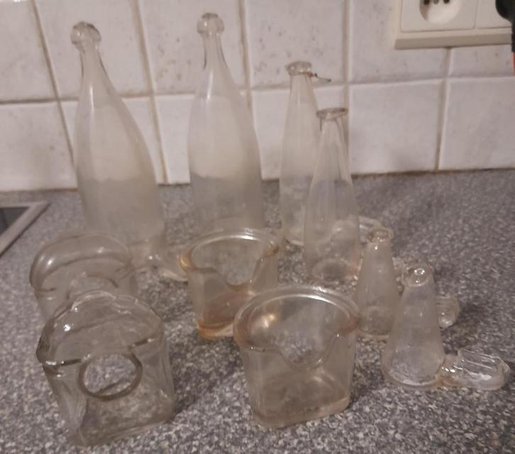 Oude glazen vogel-eetbakjes en drinkflesjes, Dieren en Toebehoren, Overige Dieren-accessoires, Ophalen of Verzenden